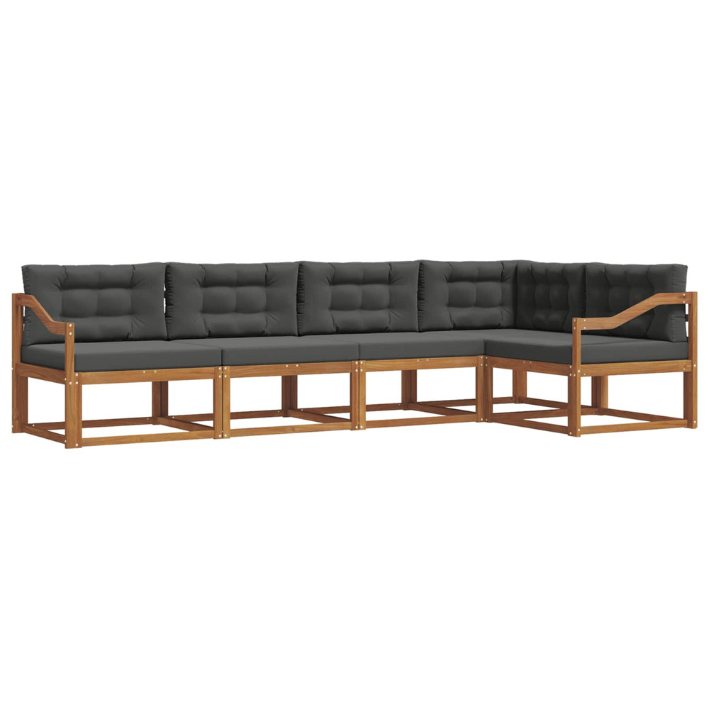 Ensemble de canapés d'extérieur 5 pcs naturel et anthracite