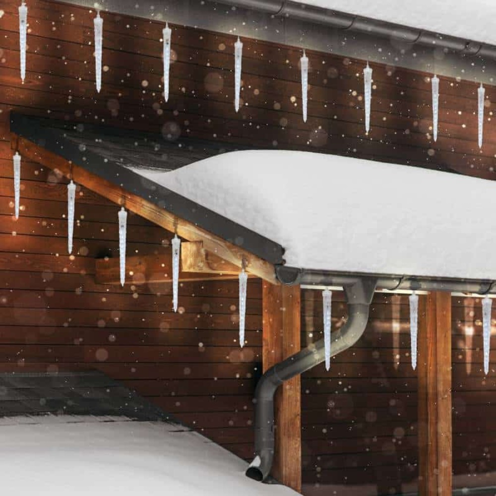 Guirlande lumineuse stalactites 8 glaçons effet pluie 2,4m led blanc froid prolongeable lotti