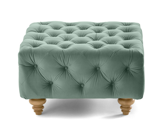 Walter - pouf chesterfield en velours - pieds bois