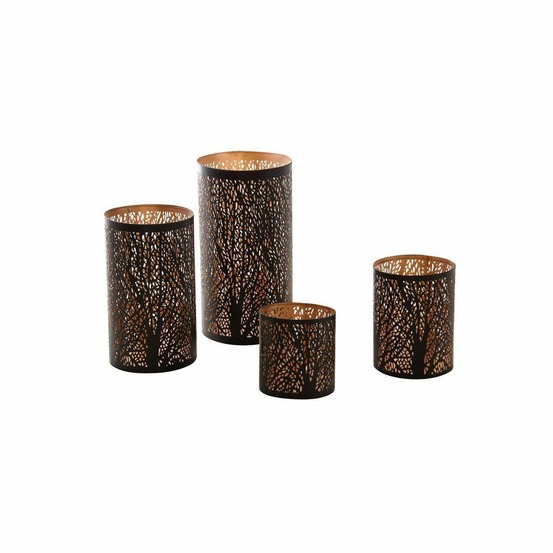 Photophores cylindriques noir et or (lot de 4)