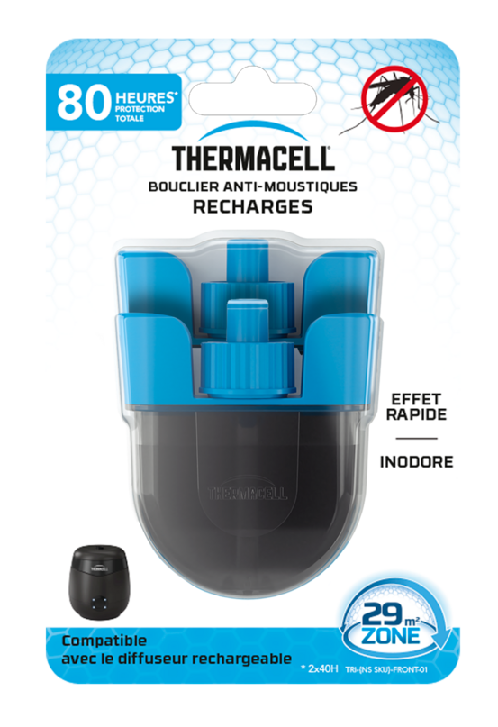 Thermacell recharge liquide anti-moustiques et moustiques tigres - protection efficace 29m² - compatible avec boucliers - durée 80h