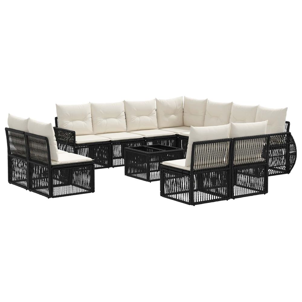 Ensemble de canapé de jardin 12 pc noir et blanc crème