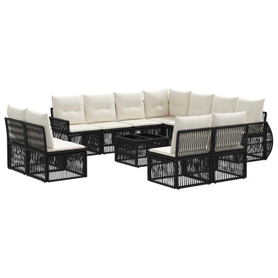 Ensemble de canapé de jardin 12 pc noir et blanc crème