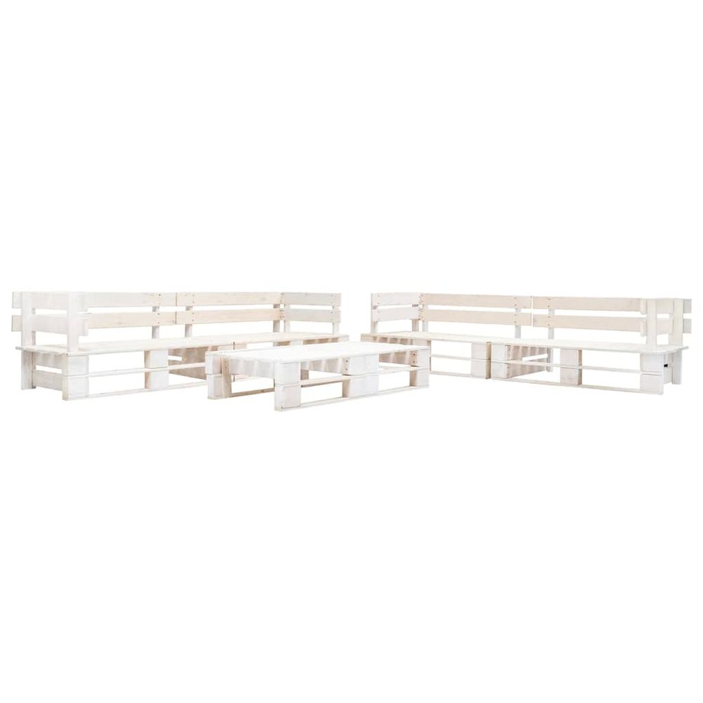 Salon de jardin palette 6 pcs bois blanc