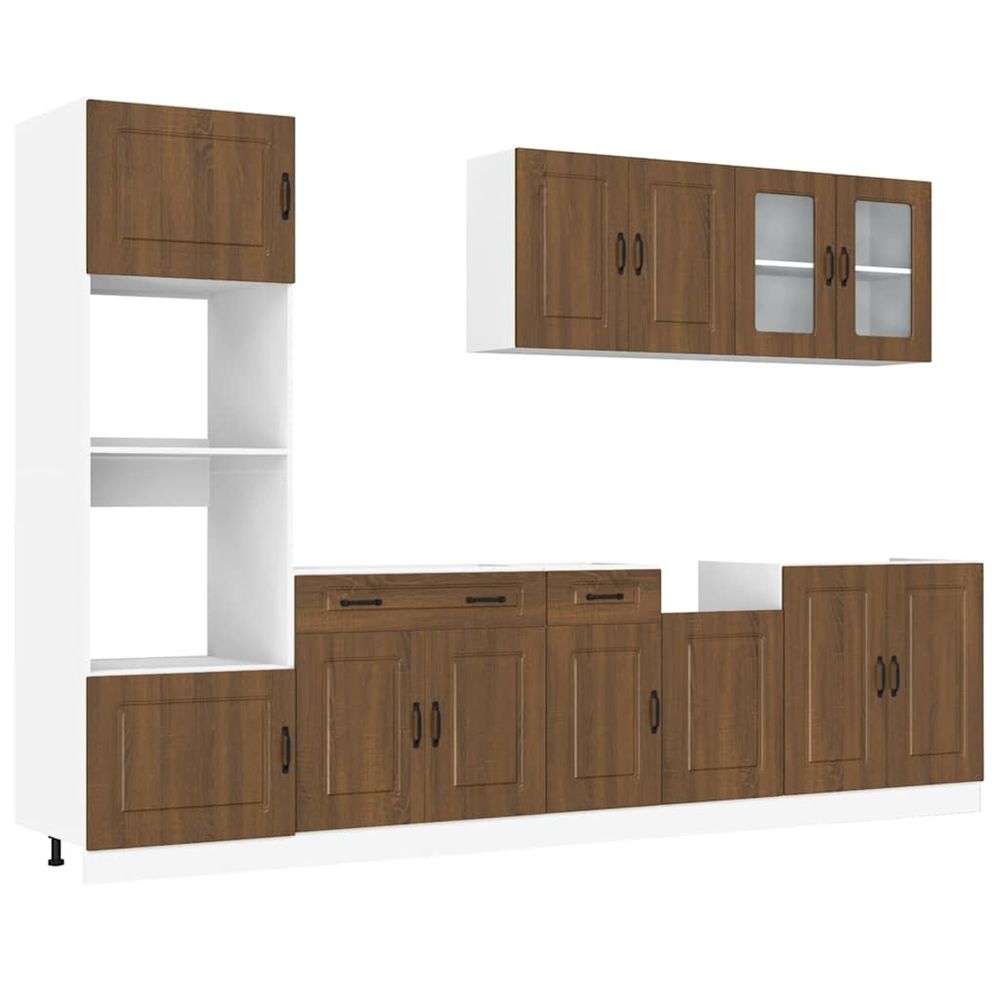 Ensemble de 7 meubles de cuisine en bois d'ingénierie 