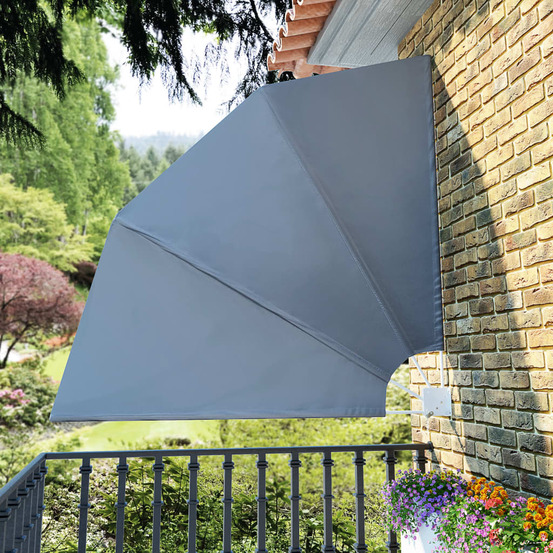 Auvent latéral pliable de balcon gris 210 x 210 cm