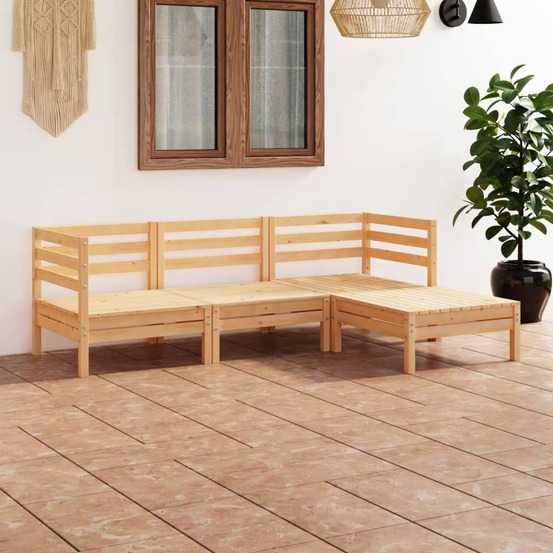 Salon de jardin 4 pcs bois de pin massif