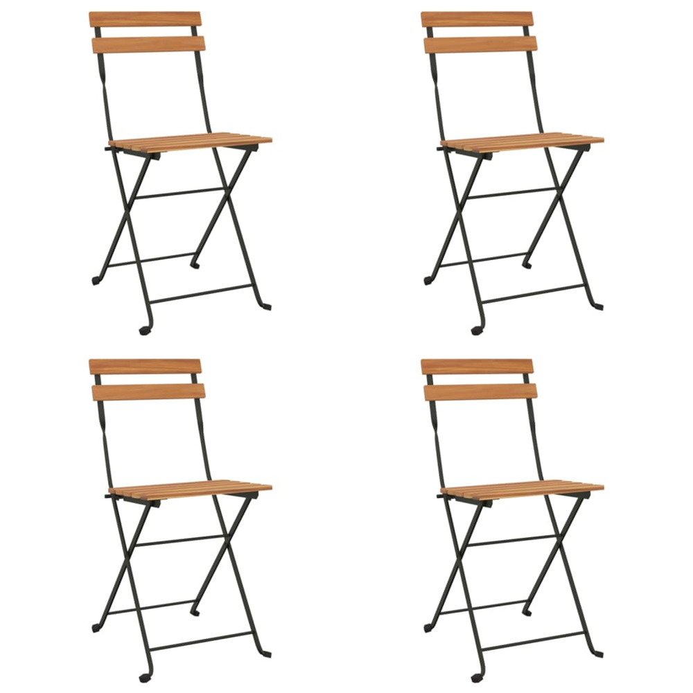 Chaises de bistrot pliantes lot de 4 bois teck solide et acier