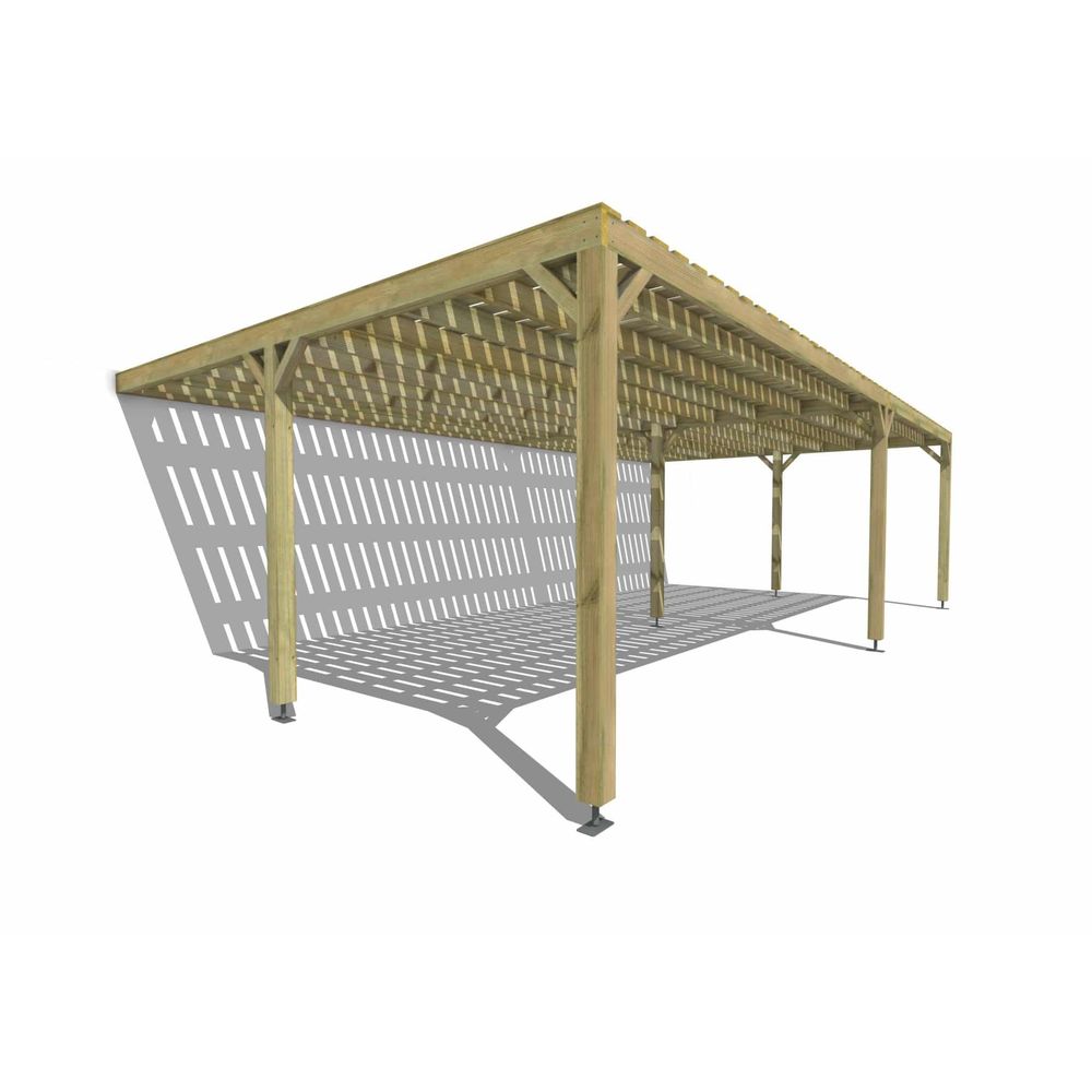 Pergola bois • 9m x 5m • adossée • sens largeur • platelage bois • livraison comprise