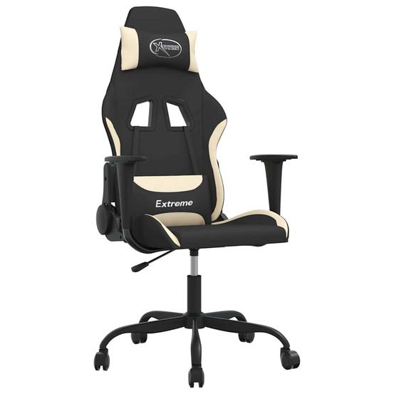 Chaise de jeu de massage noir et crème tissu