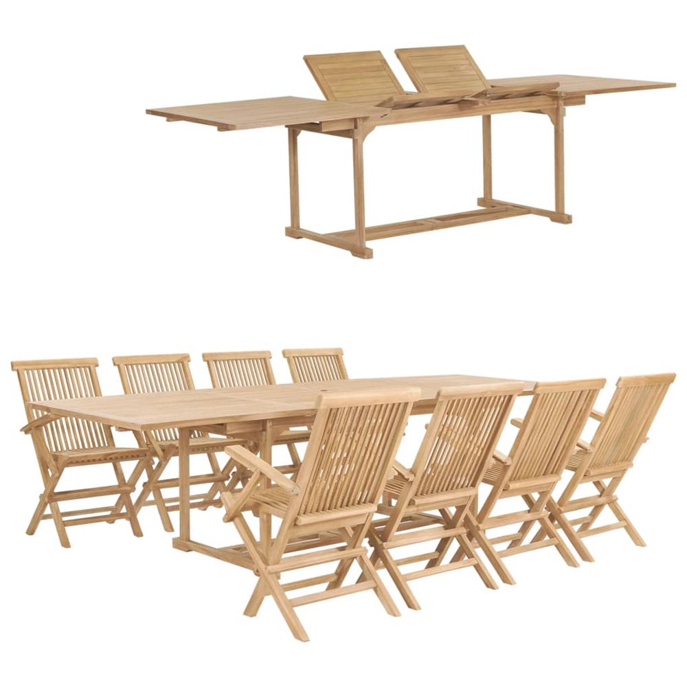 Ensemble à manger de jardin 9 pcs 180-280x100x75 cm teck massif