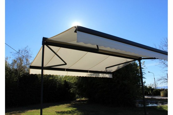 Store double pente garden gris anthracite 4mx3mx2 manuel - toile ecrue