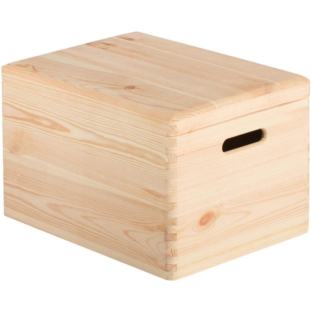 Boîte de rangement en pin massif avec couvercle taille 4