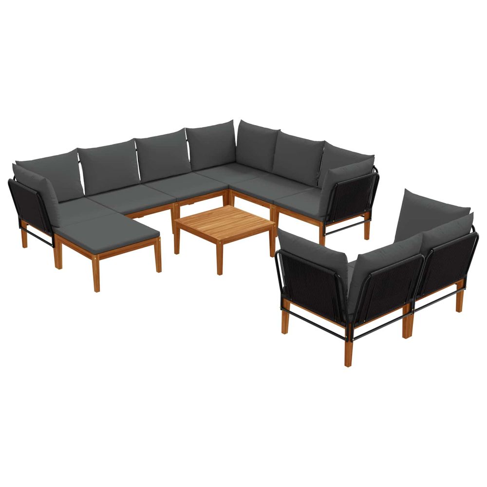 10 pc bois d'acacia massif et corde naturel