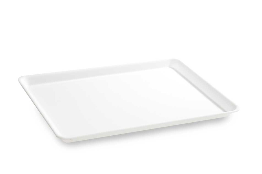 Plat en plexiglas rectangulaire avec coins arrondis blanc 410x305x17mm - matériel chr pro