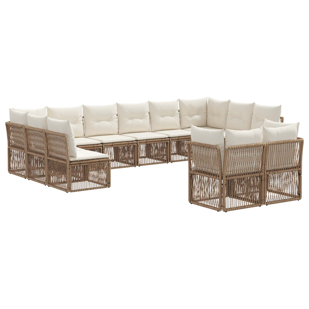 Ensemble de canapé de jardin 12 pcs beige polyrotin