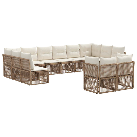 Ensemble de canapé de jardin 12 pcs beige polyrotin