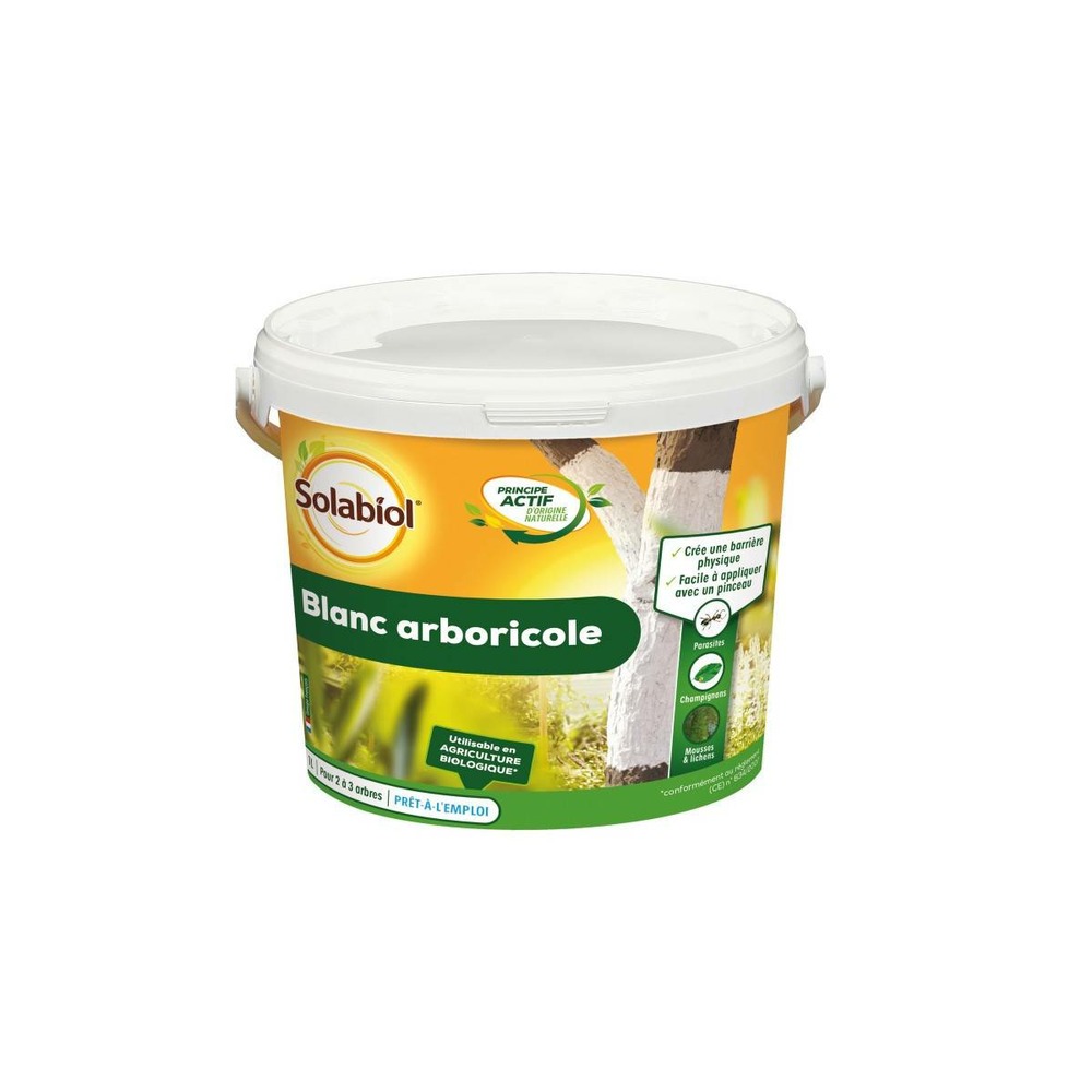 Solabiol soblanc3 blanc arboricole 3l - protection naturelle pour troncs d'arbre
