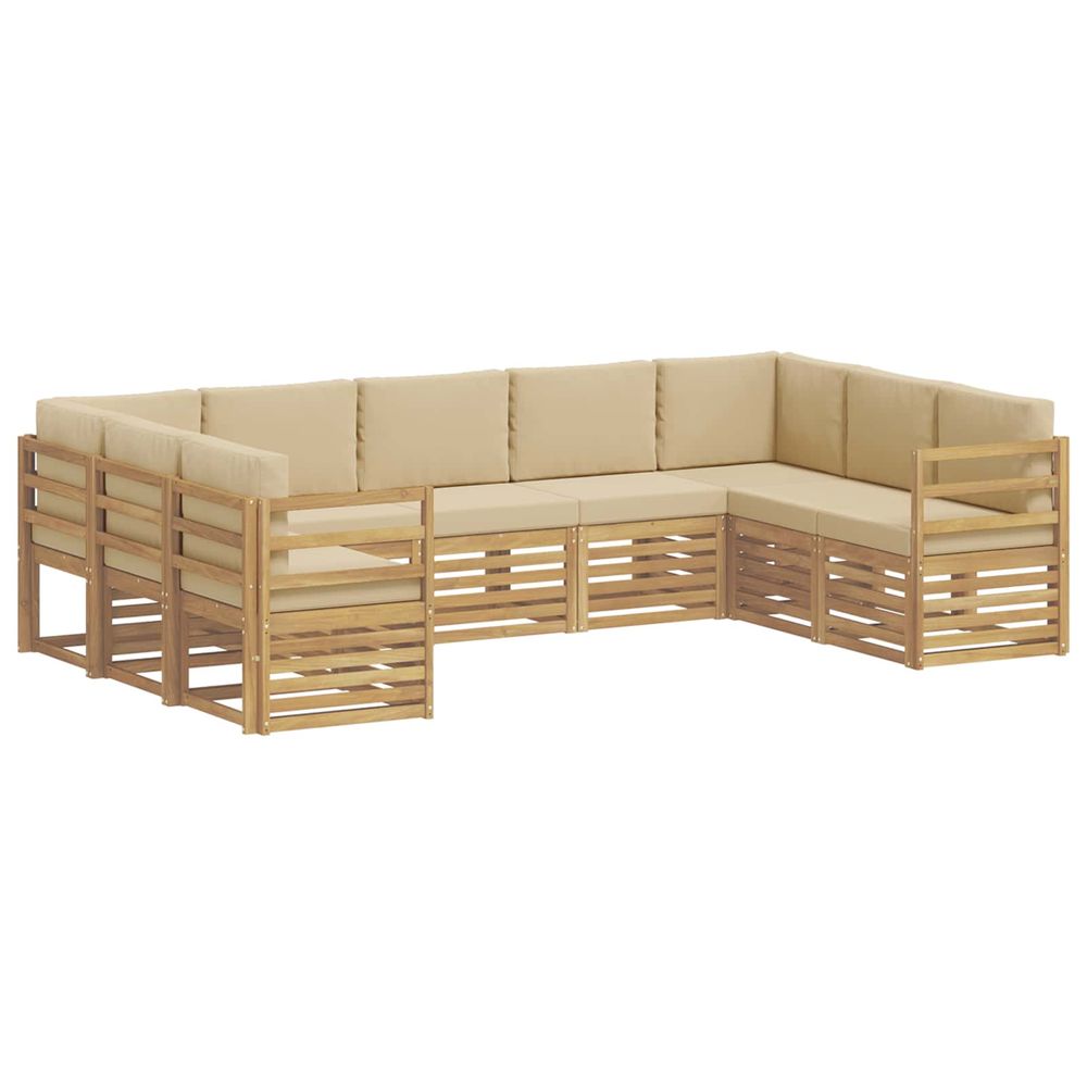 Ensemble de canapés d'extérieur 9 pc blanc et beige polyester