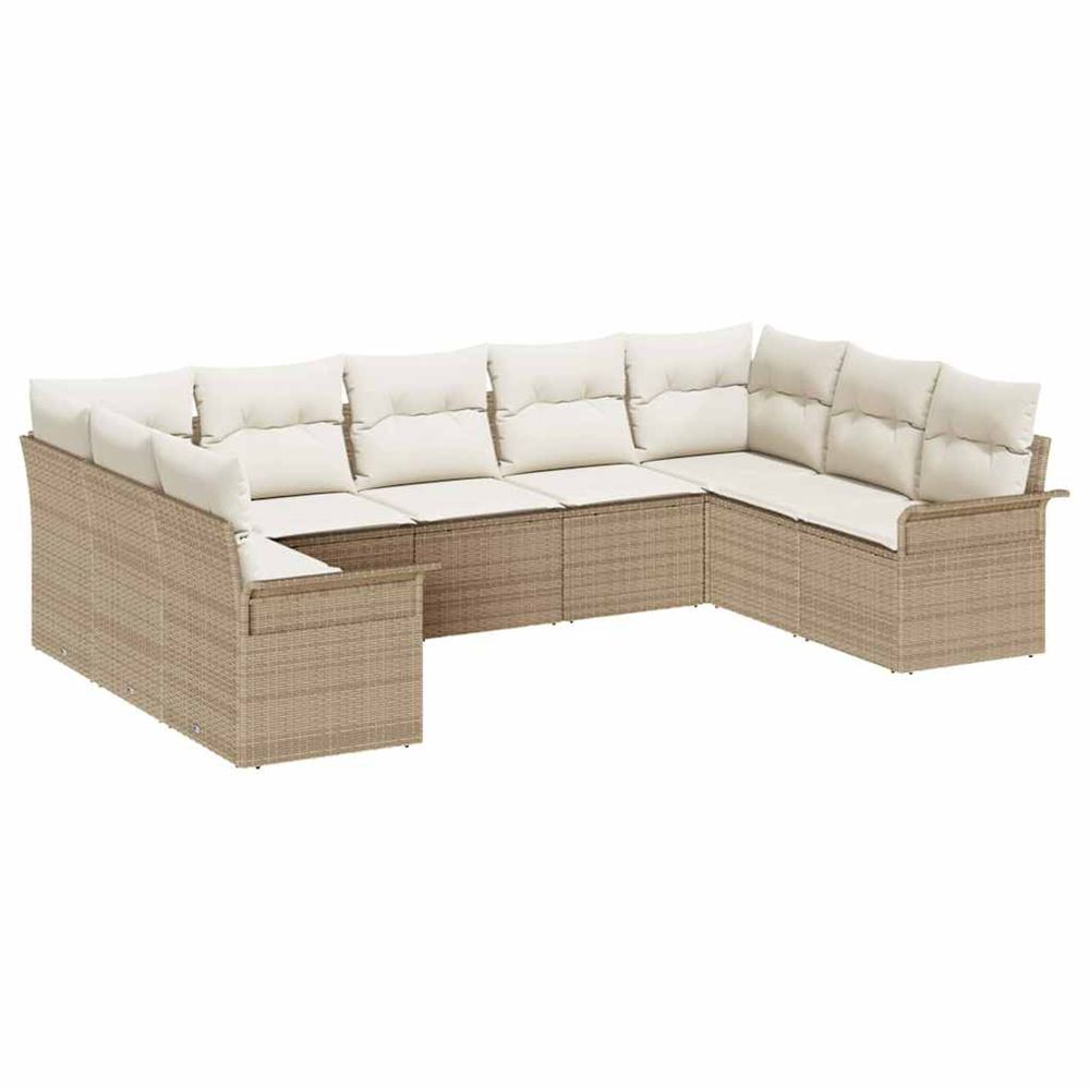 Ensemble de canapé de jardin 9 pc beige polyrotin