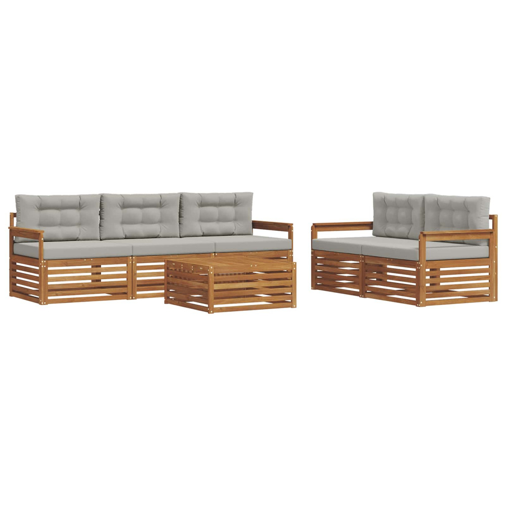 Ensemble de canapés d'extérieur 6 pcs gris naturel et clair