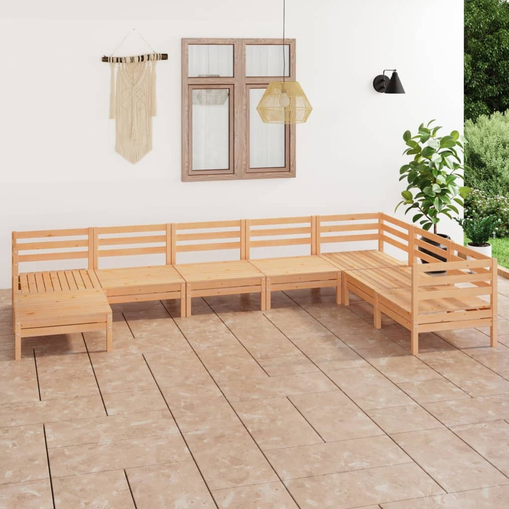 Salon de jardin 8 pcs bois de pin massif