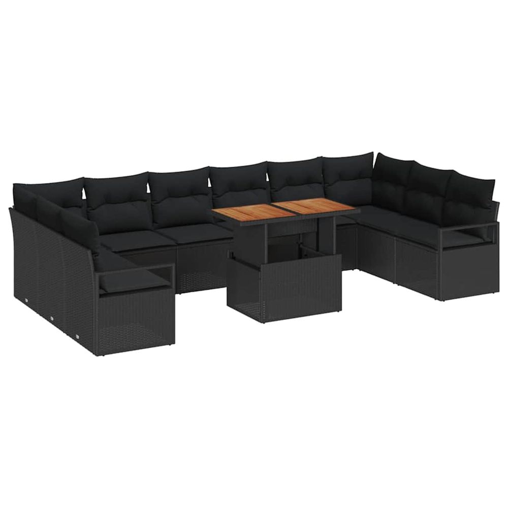 Ensemble de canapé de jardin 11 pc noir poly rotin