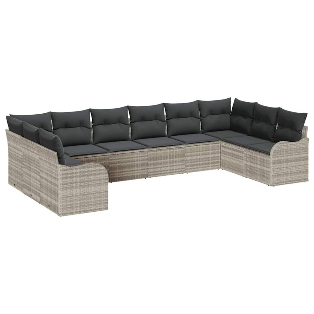 Ensemble de canapé de jardin 10 pc gris clair polyrotin