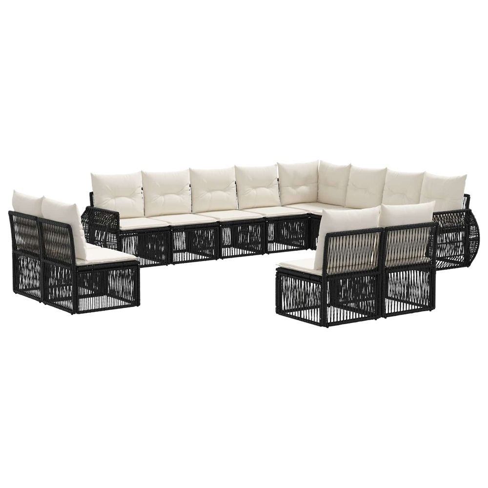 Ensemble de canapé de jardin 12 pc noir et blanc crème
