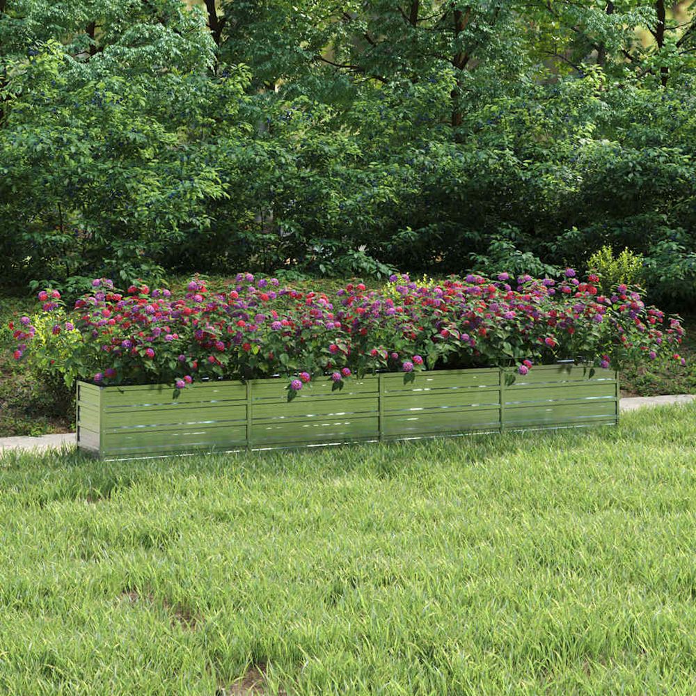 Jardinière surélevée acier galvanisé pour bordure jardin 320x40x45cm argenté