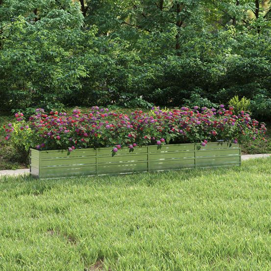 Jardinière surélevée acier galvanisé pour bordure jardin 320x40x45cm argenté