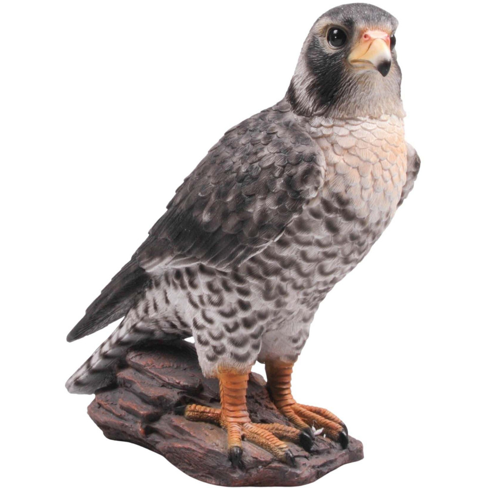 Faucon sur branche en résine gris
