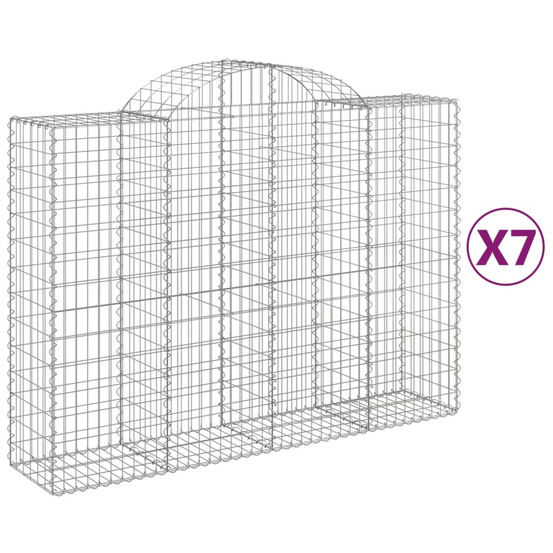 Paniers à gabions arqués 7 pcs 200x50x140/160 cm fer galvanisé