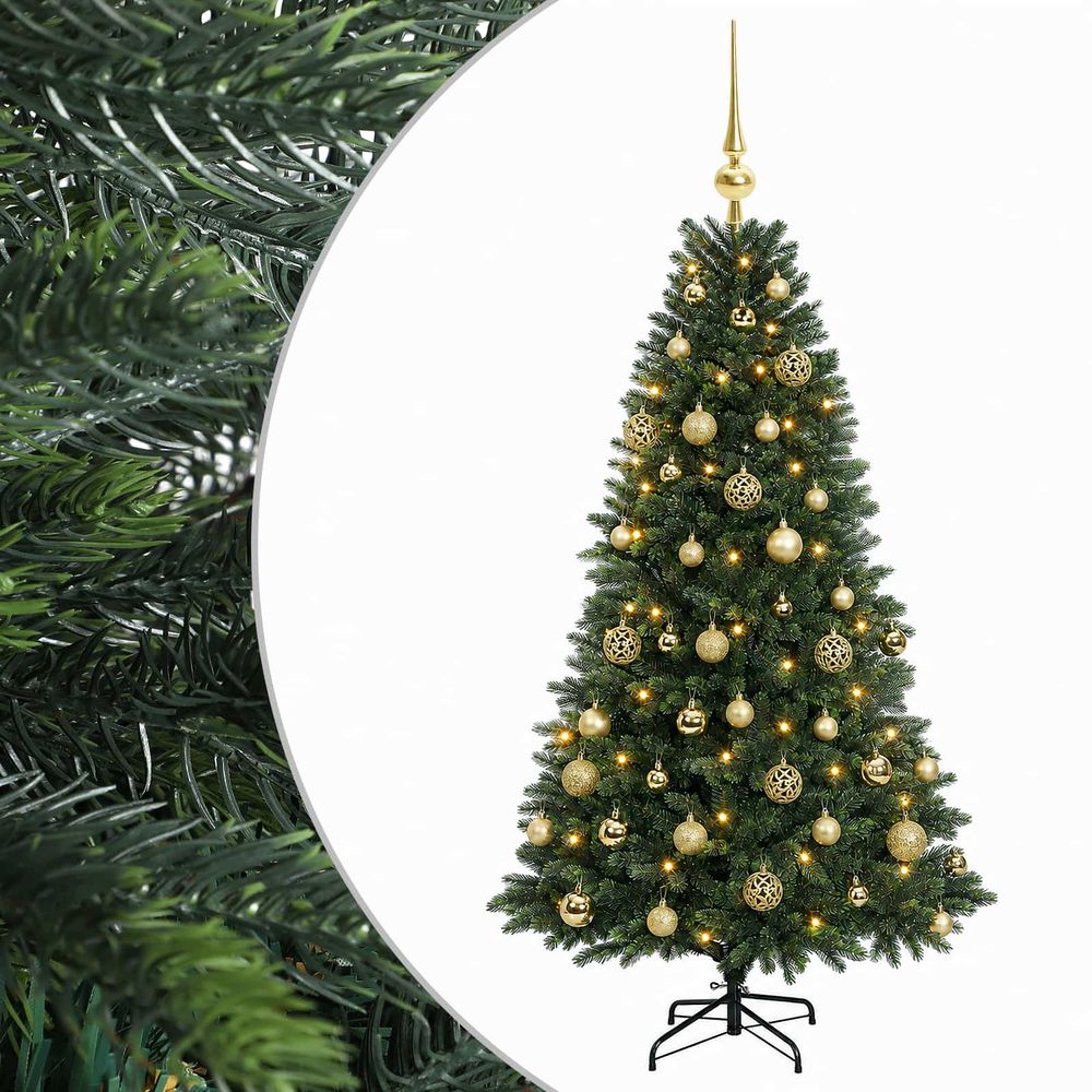 Arbre de noël artificiel avec boule 150 cm 150 led blanc chaud
