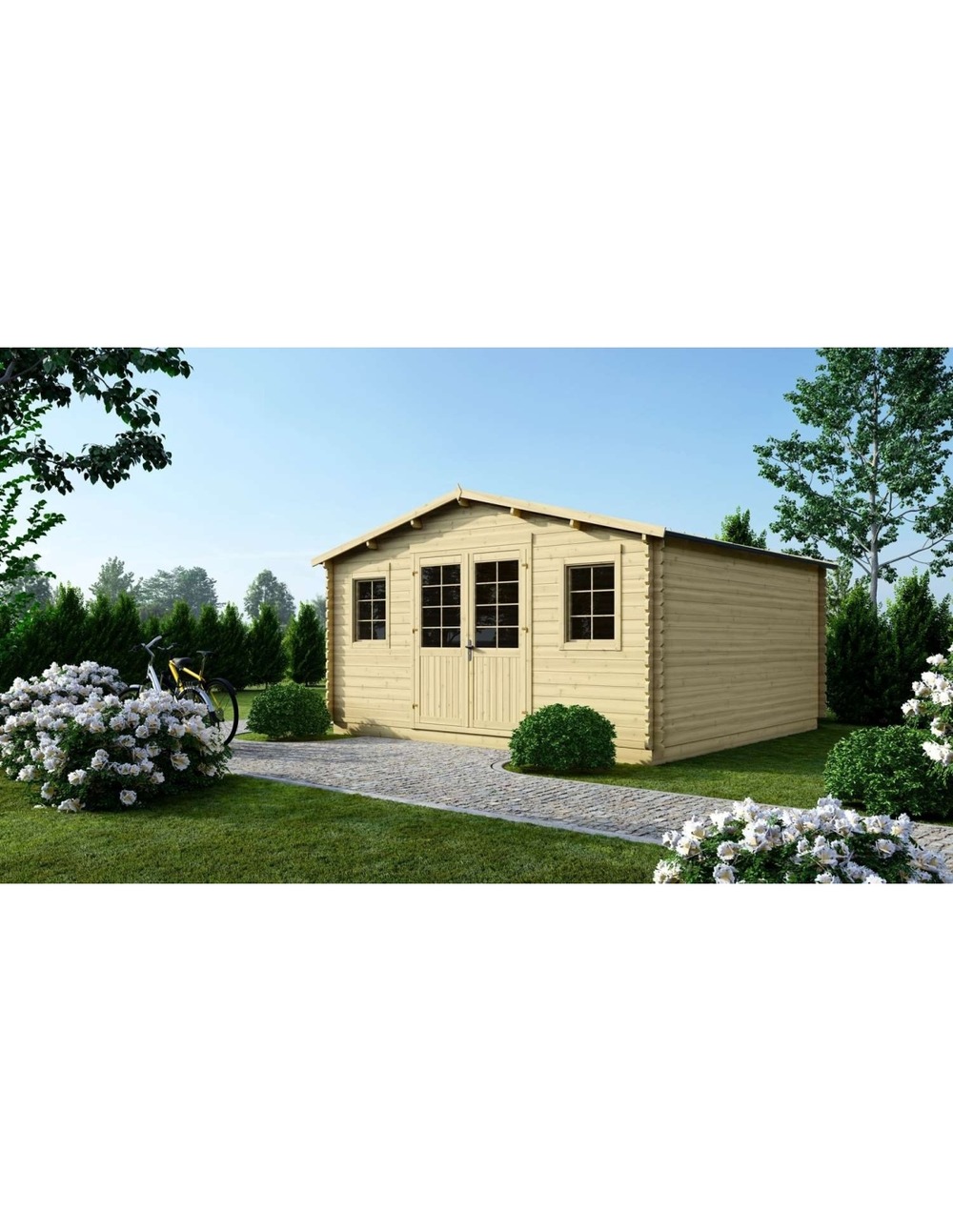 Abri de jardin en bois - 20m2 - 5x4m - ep. 40mm - couleur: naturel - dom598 - altanka