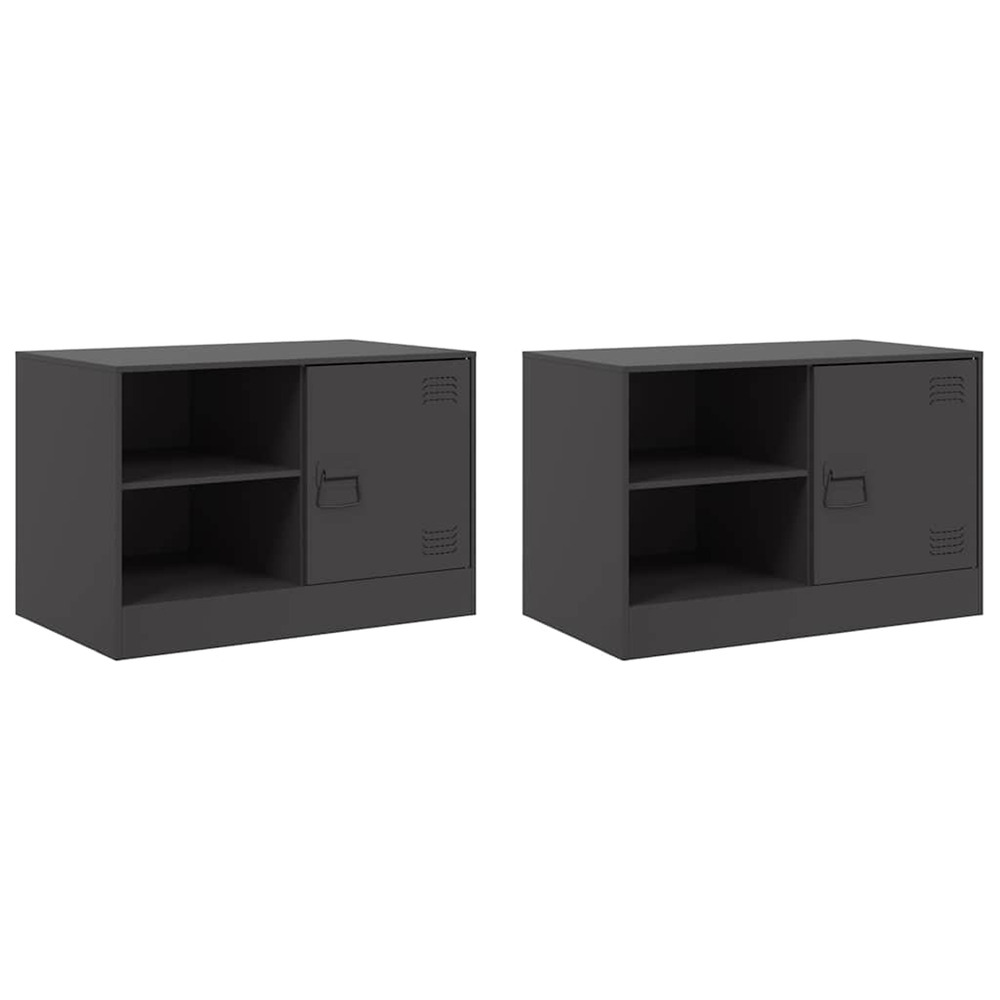 Meubles tv 2 pcs noir 67x39x44 cm acier