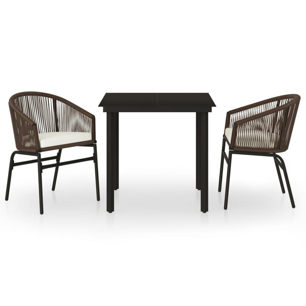 Ensemble à manger de jardin 3 pcs marron