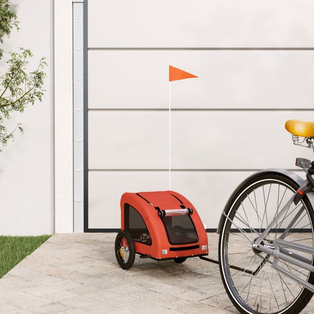 Remorque vélo pour chien 30kg en tissu oxford pour balades et courses orange