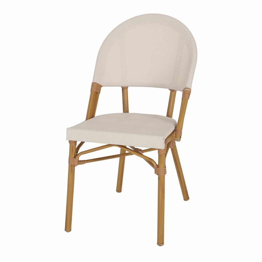 Chaise d’extérieur avec un style bistrot - modèle 055 - blanc/naturel