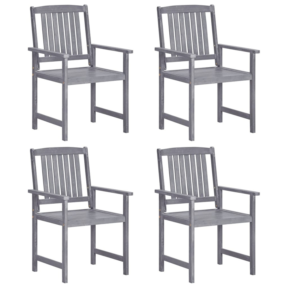 Chaises de jardin lot de 4 bois massif d'acacia gris