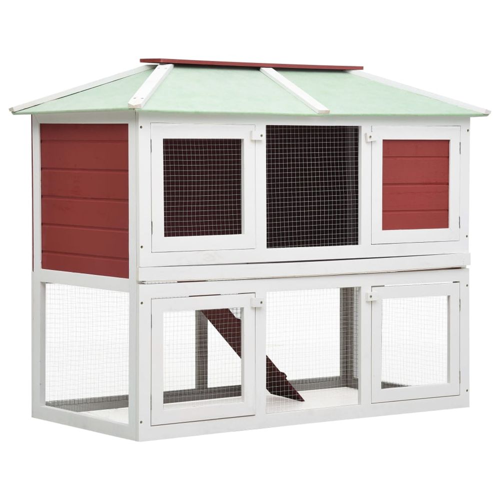 Clapier double pour animaux Rouge Bois