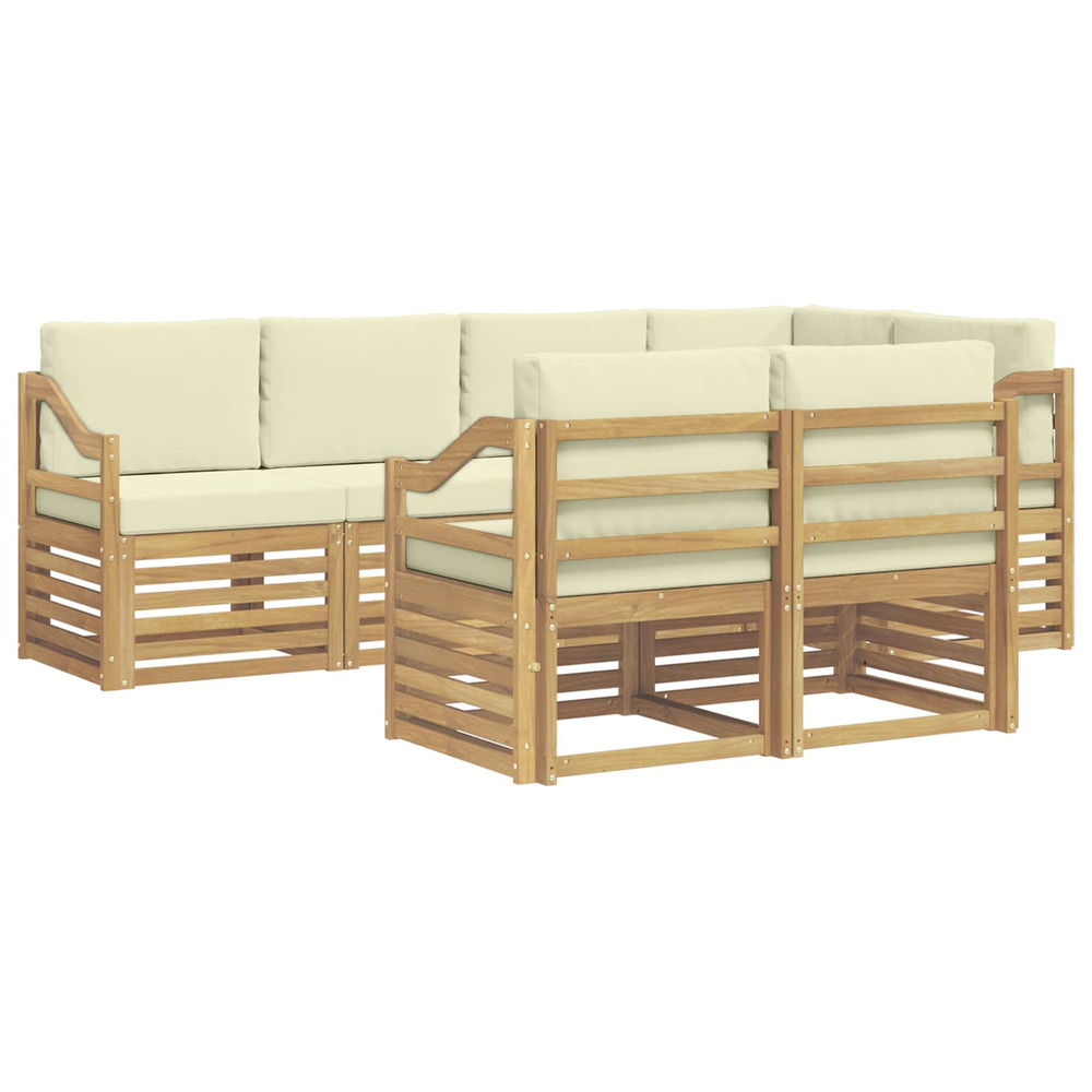 Ensemble de canapé d'angle avec coussin 7 pcs blanc et crème