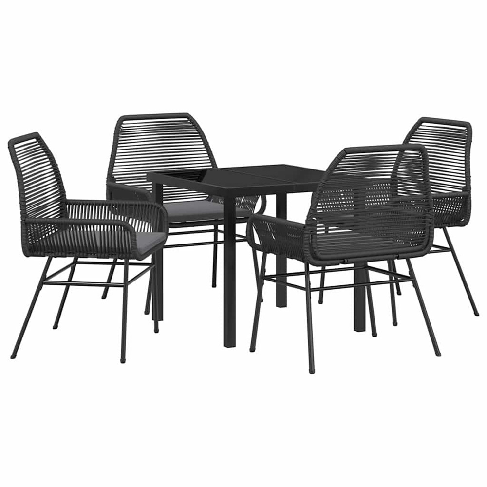 Ensemble de salle à manger pour jardin 5 pcs noir polyrotin