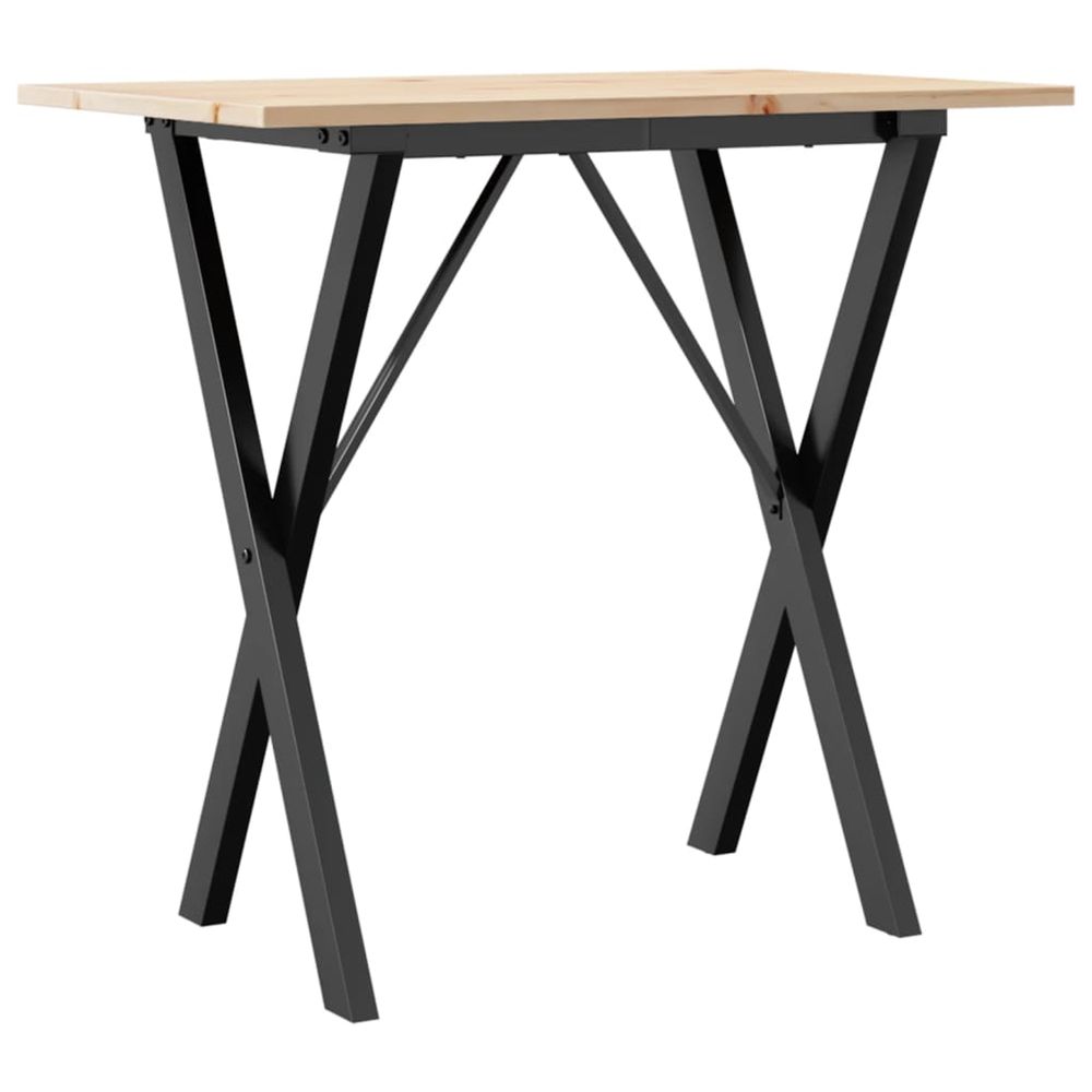 Table à manger cadre en x 80x50x75 cm bois de pin massif acier
