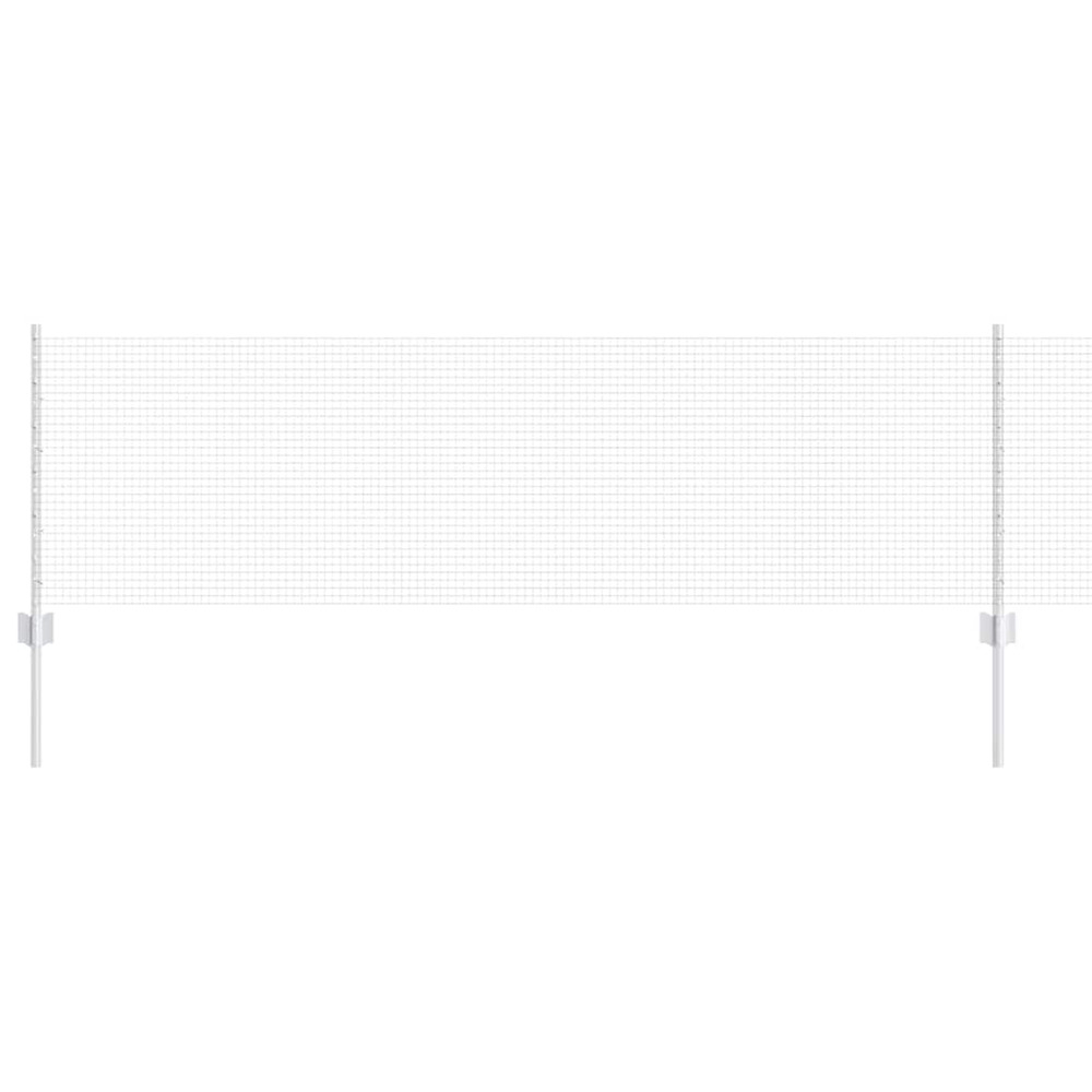 Clôture avec poteau argenté 0,6 x 25 m acier