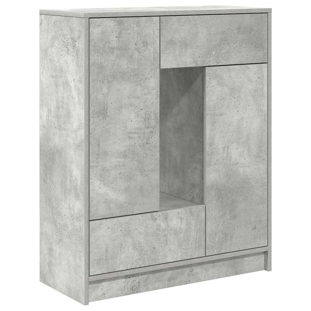 Buffet avec tiroirs et portes gris béton 73x31x90 cm