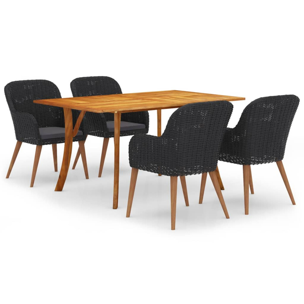 Ensemble à manger de jardin 5 pcs noir