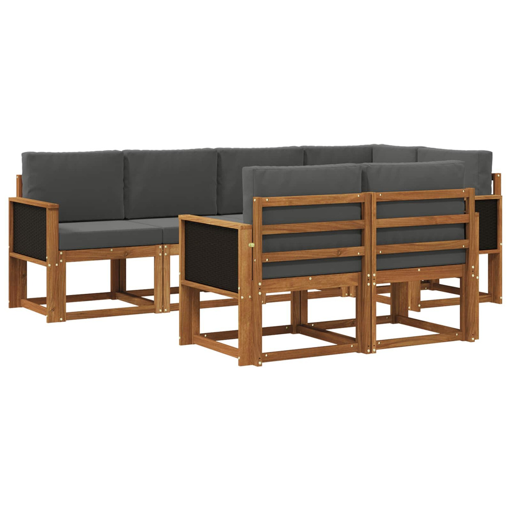 Ensemble de canapés d'extérieur 7 pcs naturel et anthracite