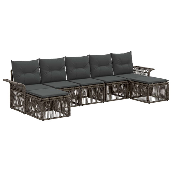 Ensemble de canapé de jardin 7 pcs gris polyrotin
