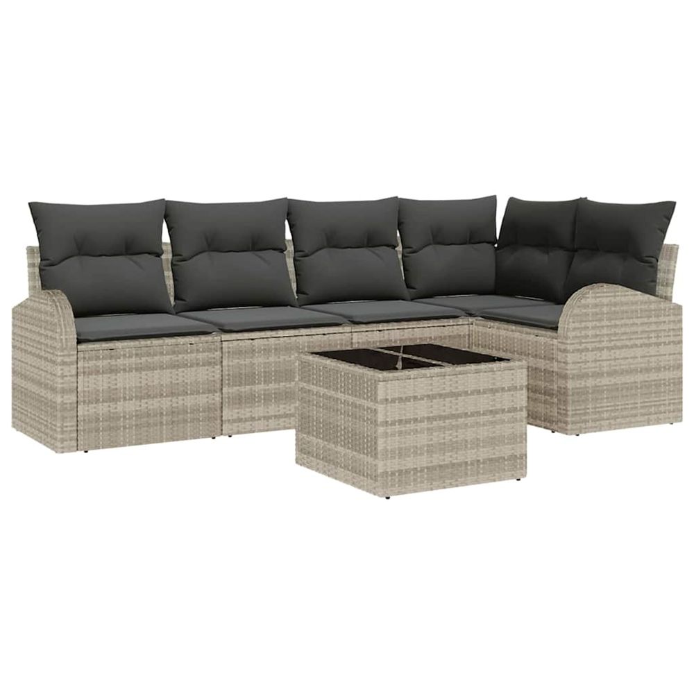 Ensemble de canapé de jardin 6 pc gris clair polyrotin